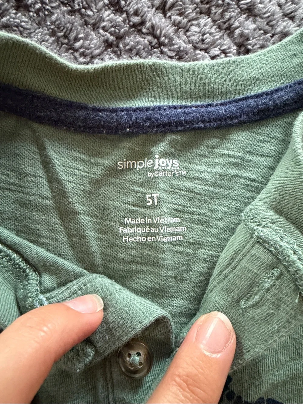 Carter's Green Dino Henley and Gray & Burgundy Long Sleeve Tee Set